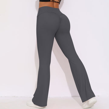 Elastic hip pocket wide leg cropped running yoga pants