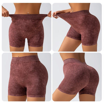 Seamless peach hip rear V sports shorts MY085