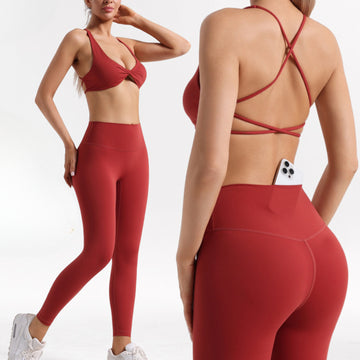 LULU Style Nude Yoga Suit Set