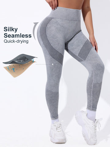 Seamless Matte Heart Pattern Striped High Waist Yoga Leggings M003