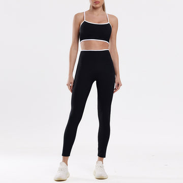 Naked Contrast Color Beauty Back Sports Underwear Hip Yoga Pants Set D020