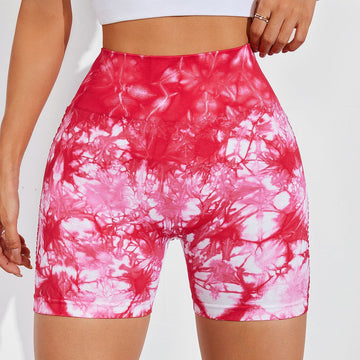 Red Tie-dye Hollow Mesh Sports Shorts S253