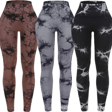 Seamless tie-dye high-waisted tight-fitting quick-drying sports leggings S170