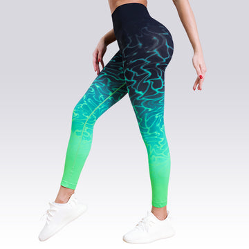 Seamless Gradual Change Contrasting Print Fitness Leggings B115