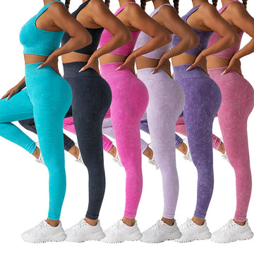 Seamless Peach Hip Yoga Pants with Chest Pad Zipper Vest Set DZ012