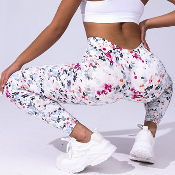 Seamless Floral Print Yoga Leggings S153