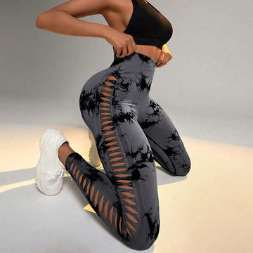Seamless Side Hollow Tie-dye Yoga Pants MY017