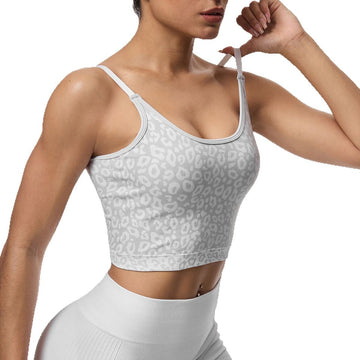 U-neck threaded wide shoulder strap sports vest yoga bra