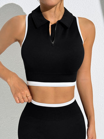 New Seamless Contrasting Color Crew Neck Yoga Set S199/S200