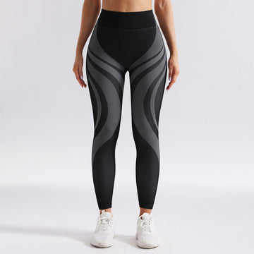 Seamless Breathable High Waist Contrasting Yoga Pants A321