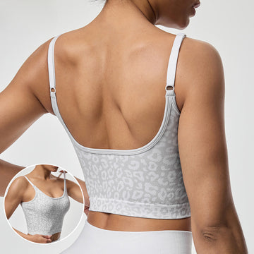 U-neck threaded wide shoulder strap sports vest yoga bra