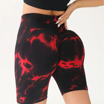 Tie dye high-waisted hip lift yoga shorts